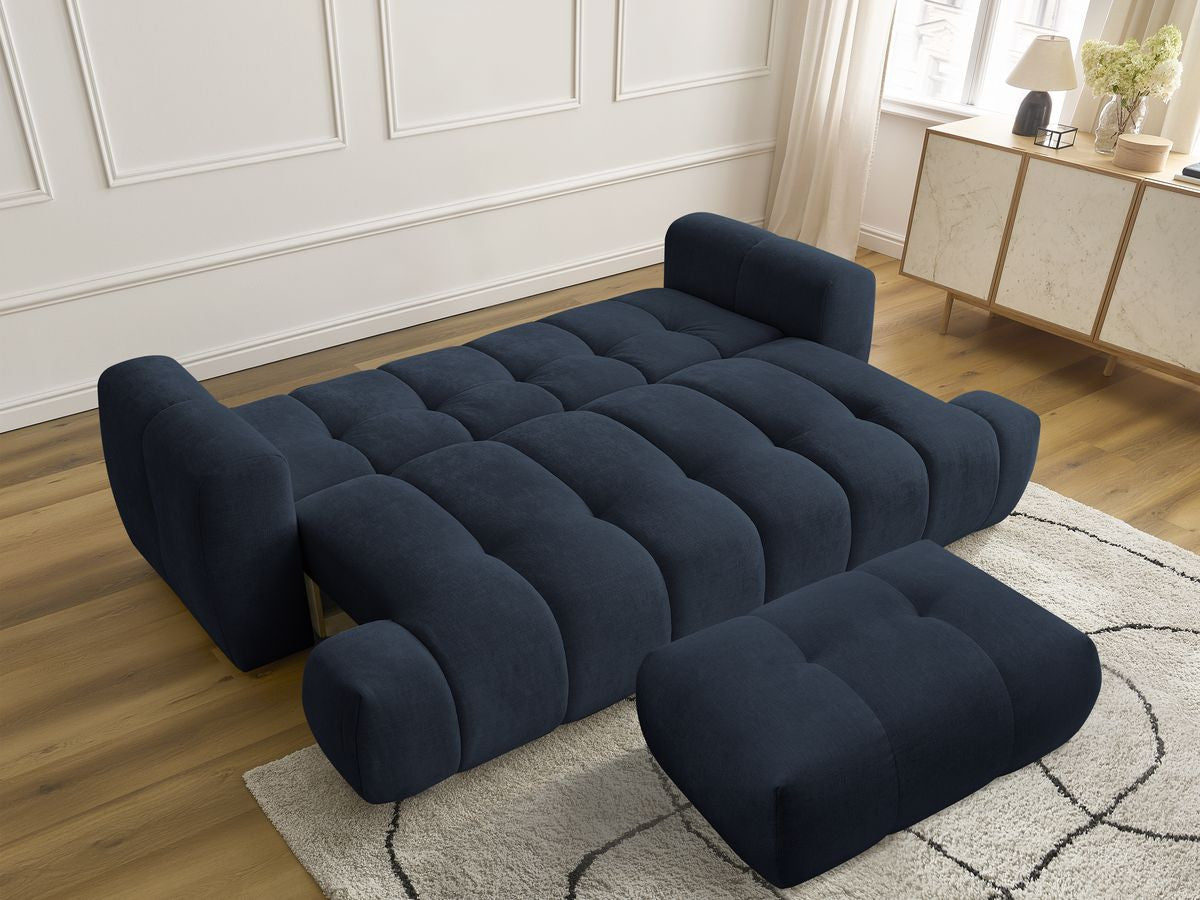 Canapé droit convertible 3 places FUJI tissu lisse avec pouf
