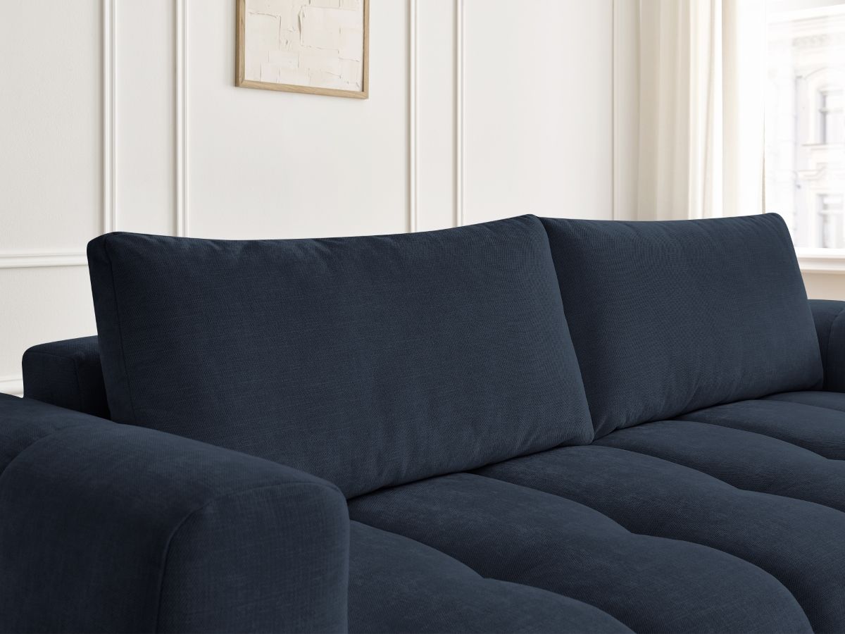 Canapé droit convertible 3 places FUJI tissu lisse avec pouf