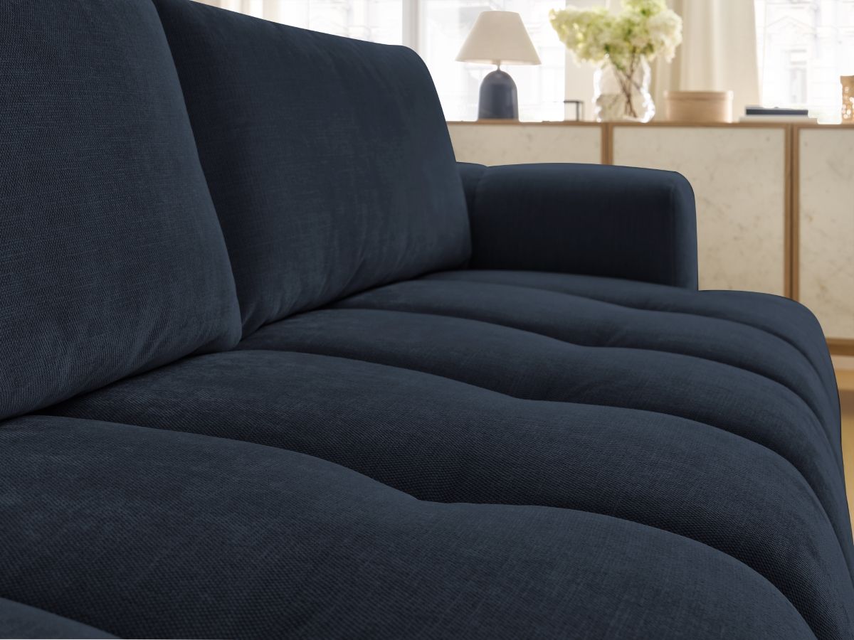 Canapé droit convertible 3 places FUJI tissu lisse avec pouf