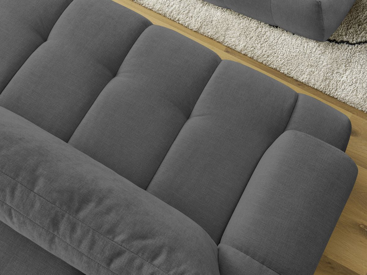 Canapé droit convertible 3 places FUJI tissu lisse avec pouf