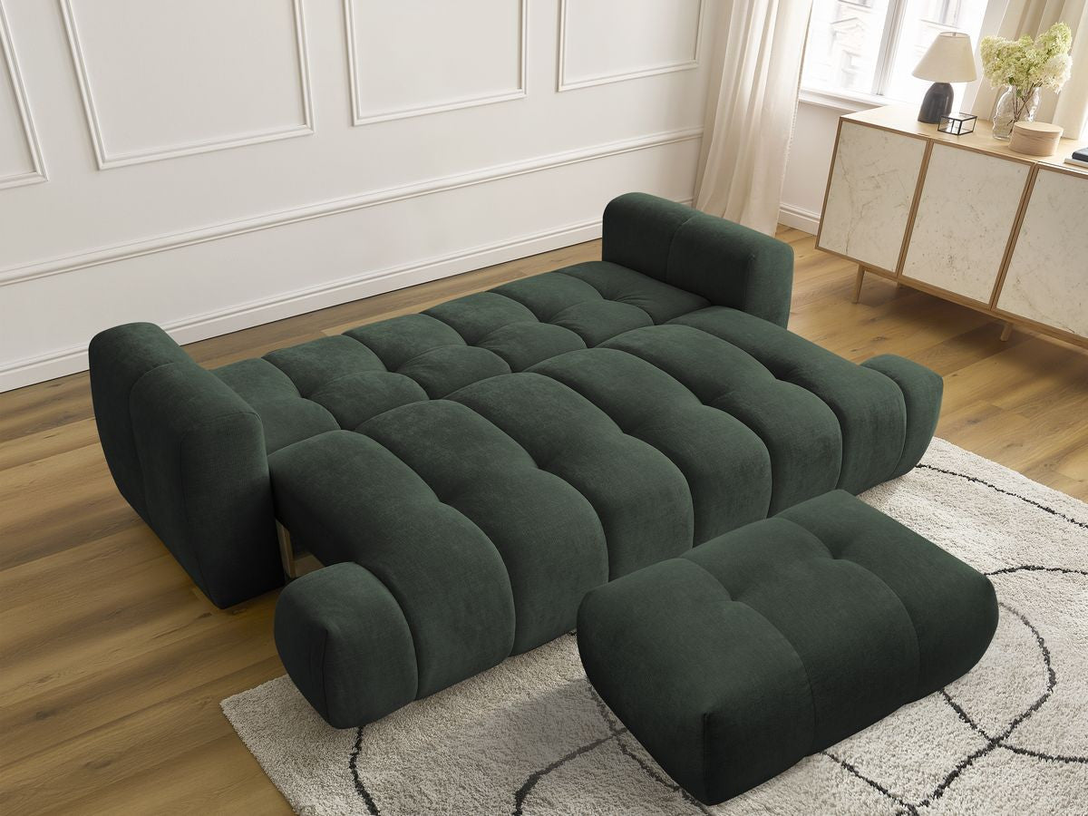Canapé droit convertible 3 places FUJI tissu lisse avec pouf