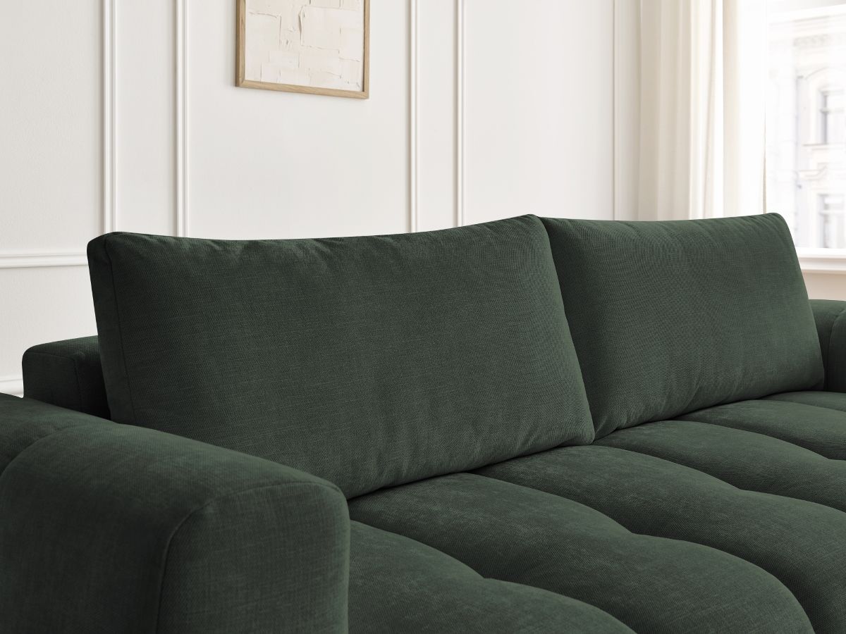 Canapé droit convertible 3 places FUJI tissu lisse avec pouf