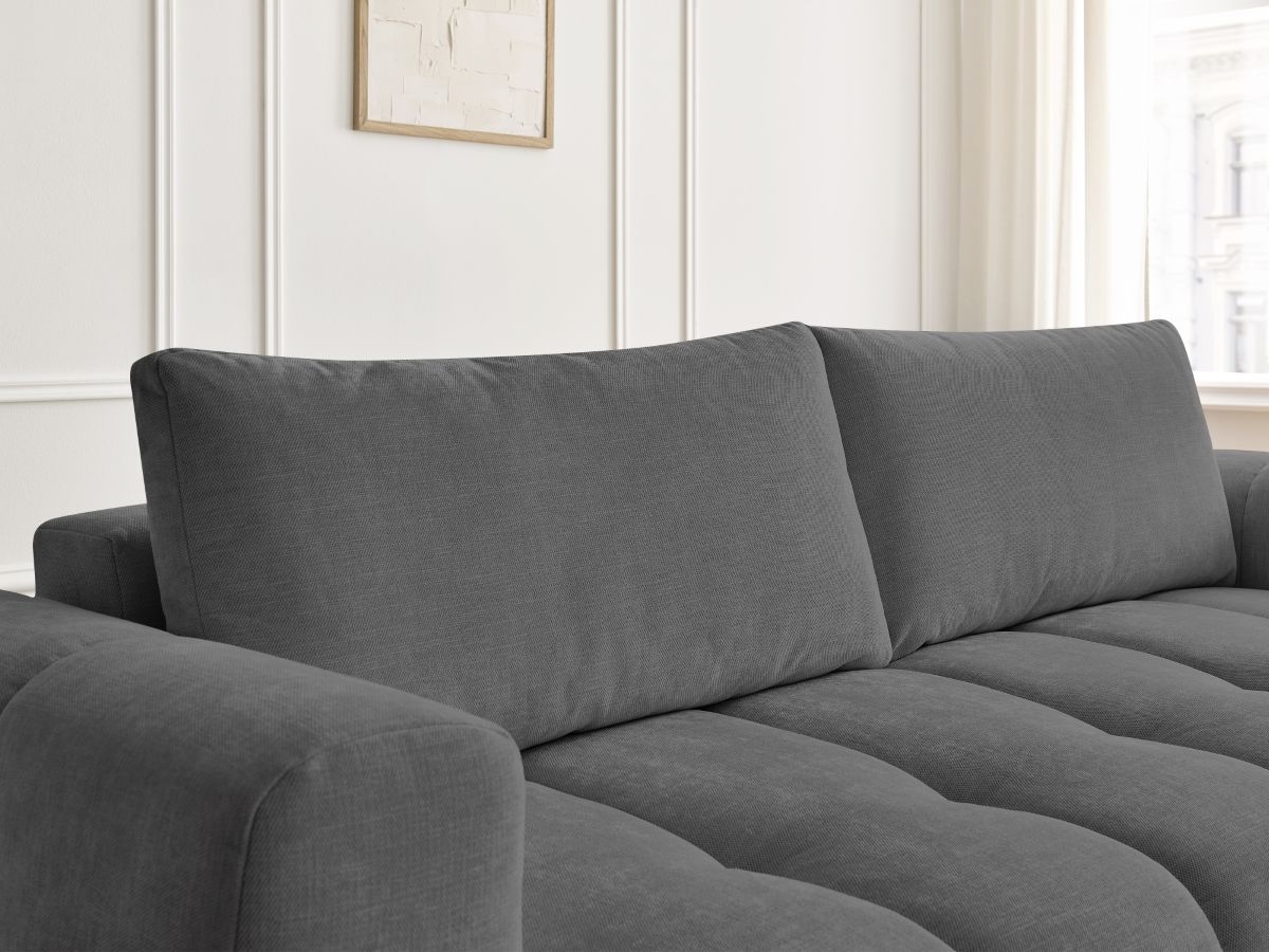 Canapé droit convertible 3 places FUJI tissu lisse avec pouf