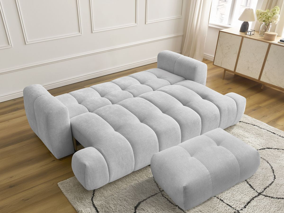 Canapé droit convertible 3 places FUJI tissu lisse avec pouf