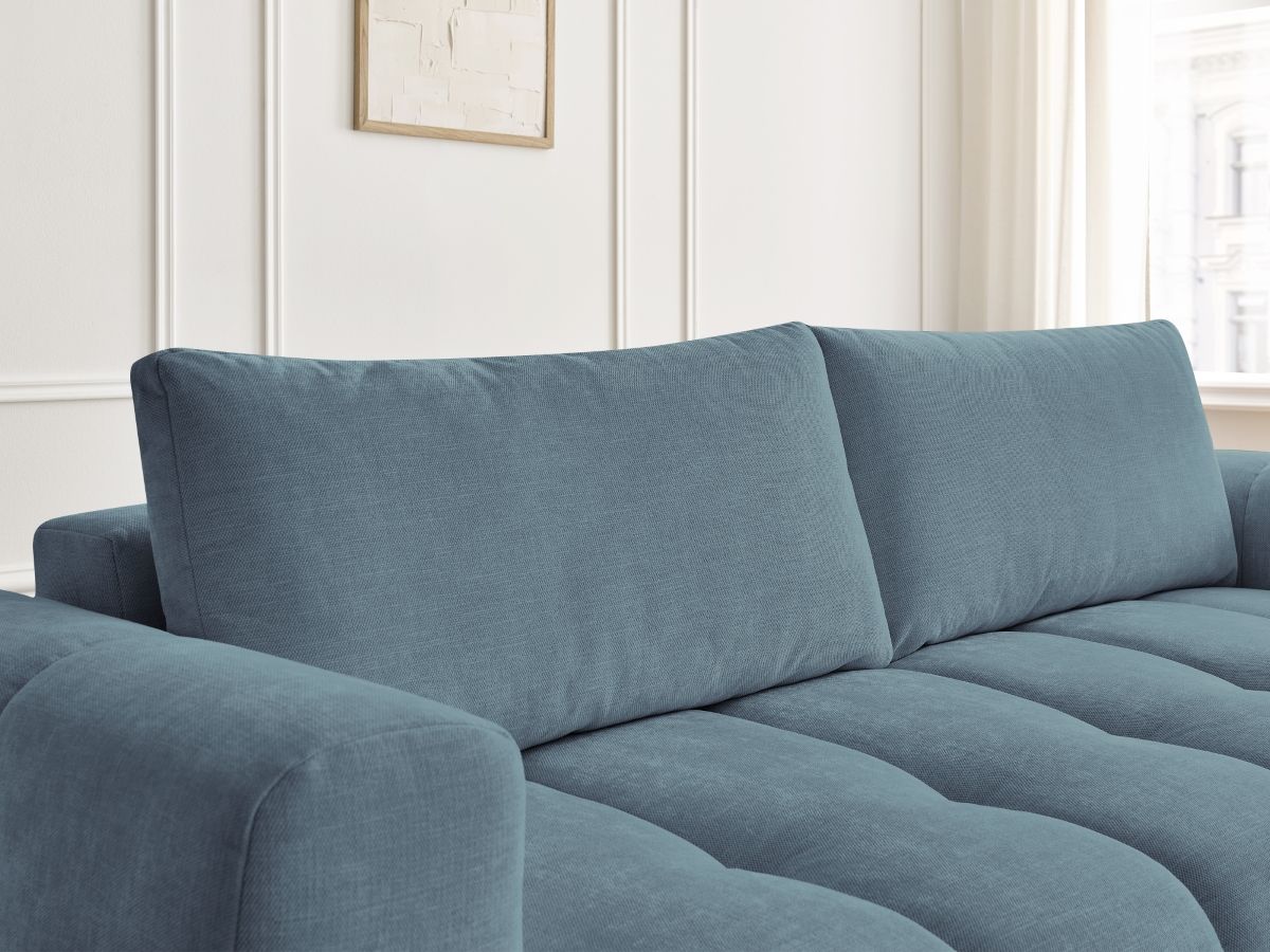 Canapé droit convertible 3 places FUJI tissu lisse avec pouf