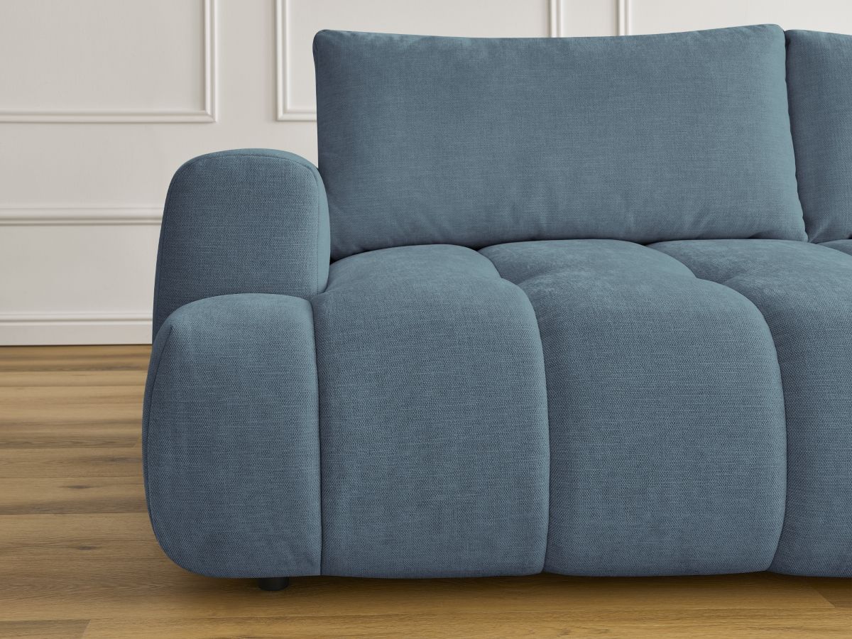 Canapé droit convertible 3 places FUJI tissu lisse avec pouf