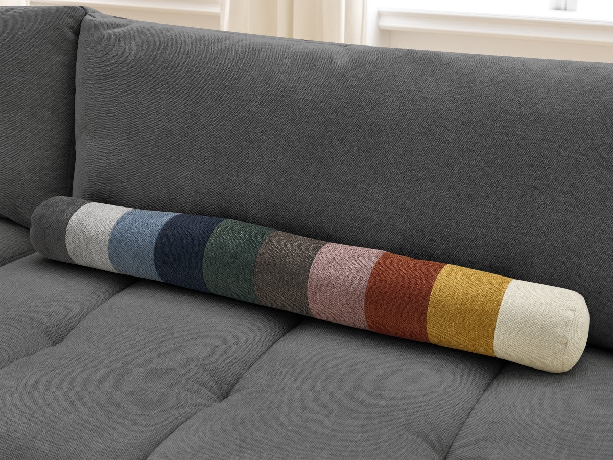 Canapé droit convertible 3 places FUJI tissu lisse avec pouf