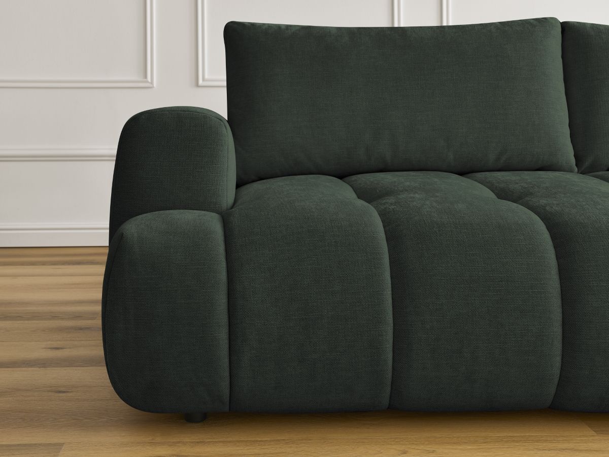 Canapé droit convertible 3 places FUJI tissu lisse avec pouf