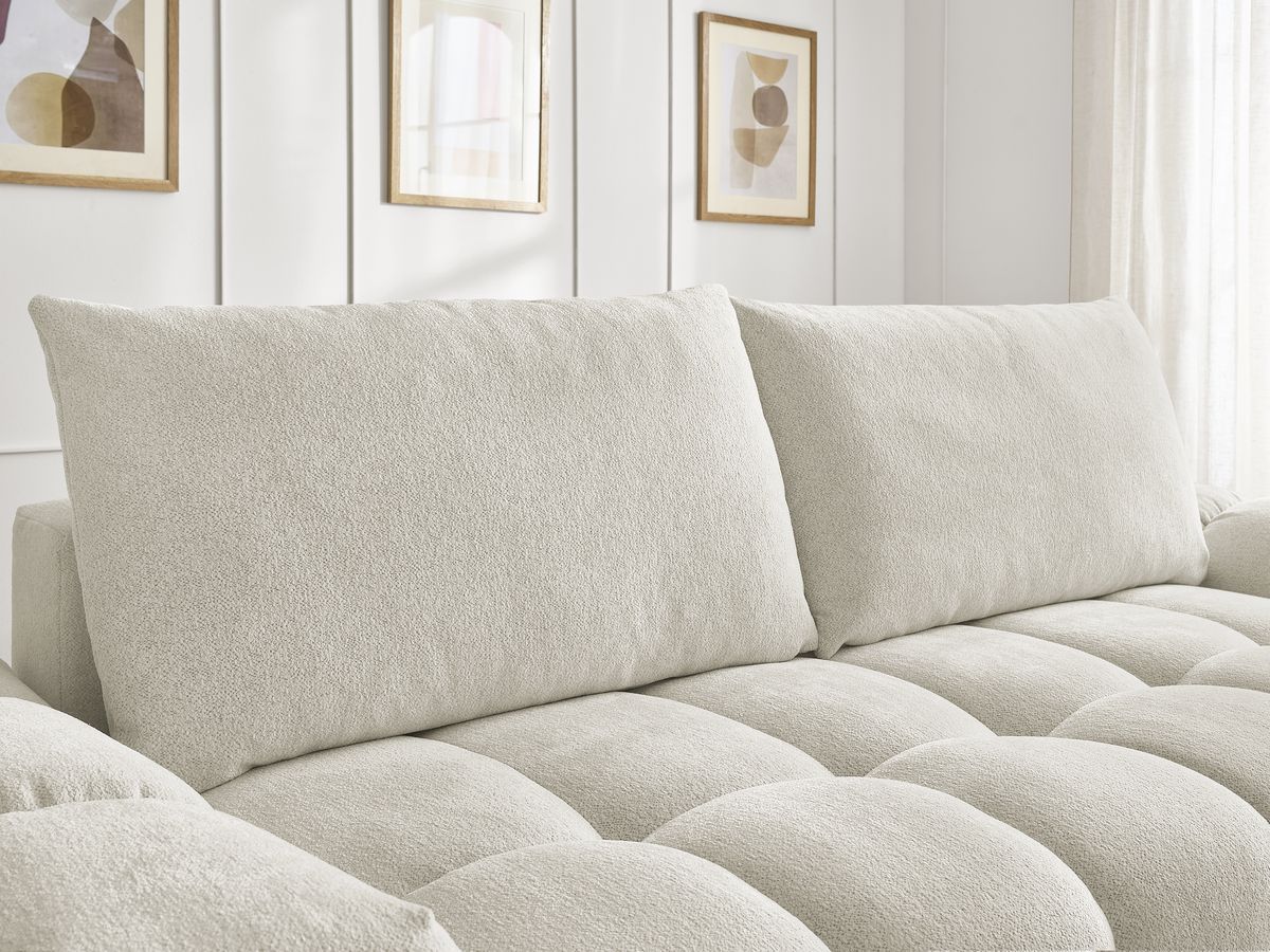 Canapé droit convertible coffre EVEREST tissu chiné - 2 coussins