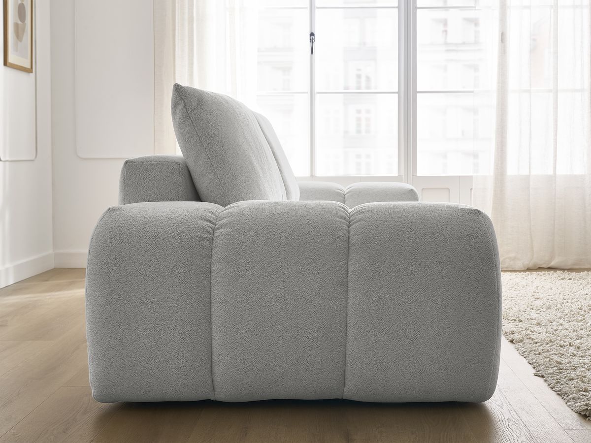Canapé droit convertible coffre EVEREST tissu chiné - 2 coussins