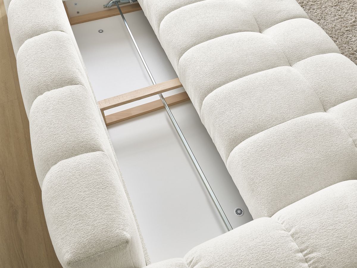 Canapé droit convertible coffre EVEREST tissu chiné - 5 coussins