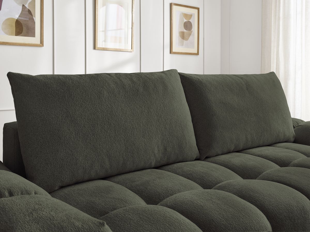 Canapé droit convertible coffre EVEREST tissu chiné - 2 coussins
