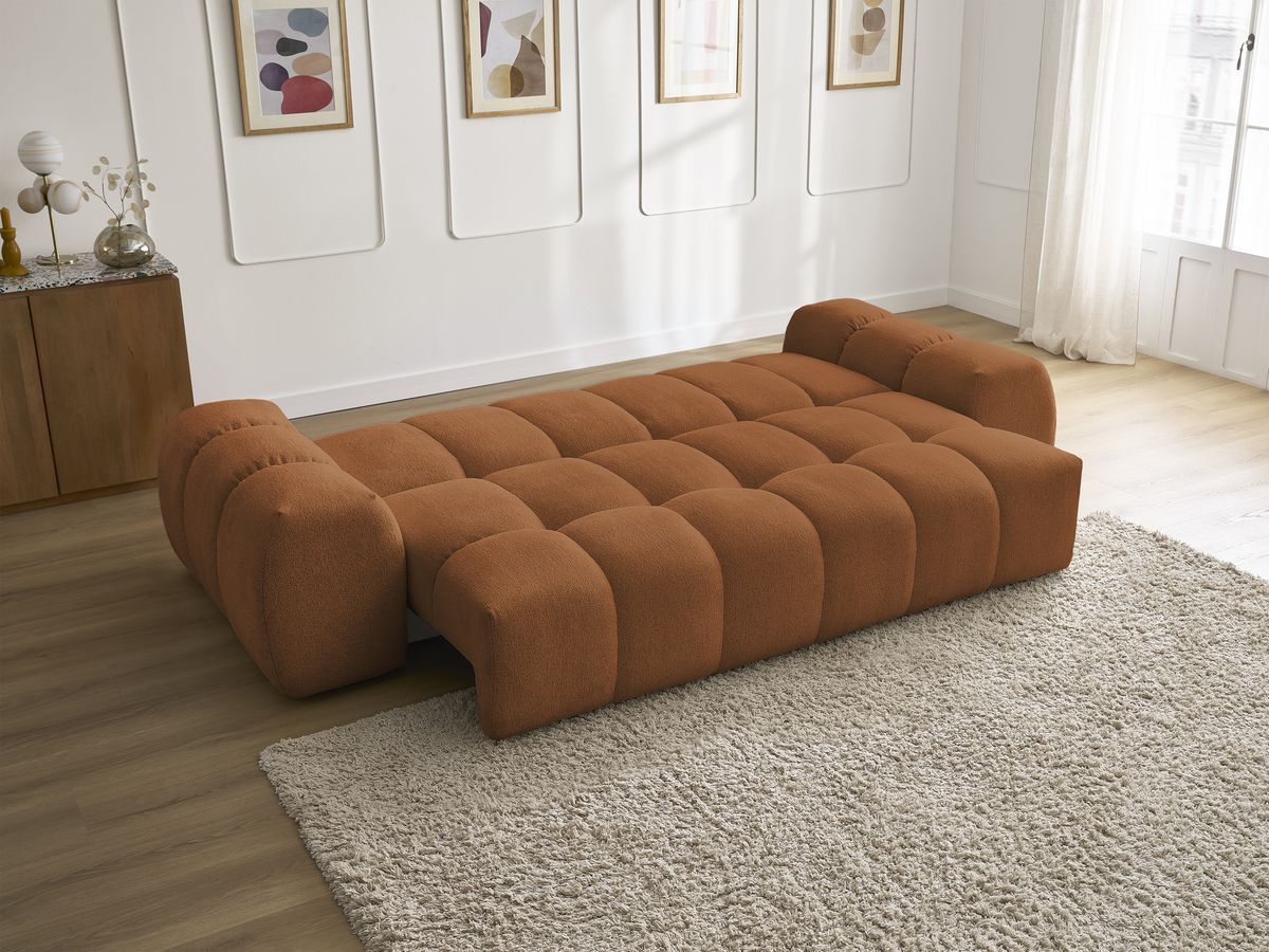 Canapé droit convertible coffre EVEREST tissu chiné - 5 coussins