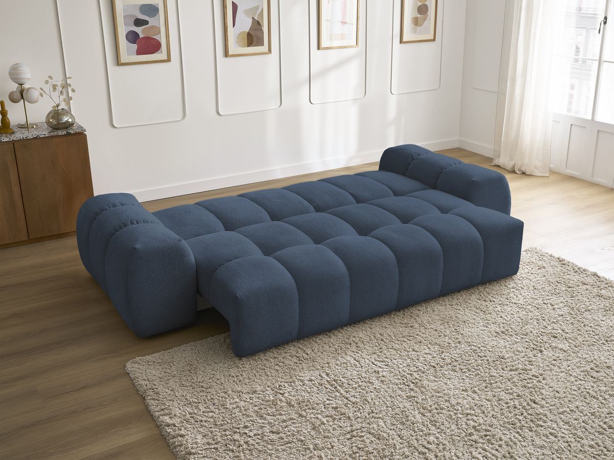 Canapé droit convertible coffre EVEREST tissu chiné - 5 coussins