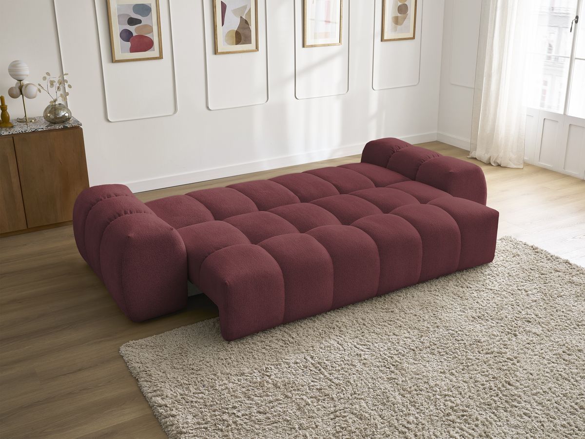 Canapé droit convertible coffre EVEREST tissu chiné - 2 coussins