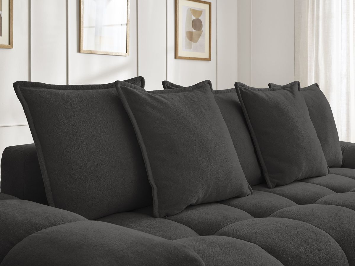 Canapé droit convertible coffre EVEREST tissu texturé - 5 coussins