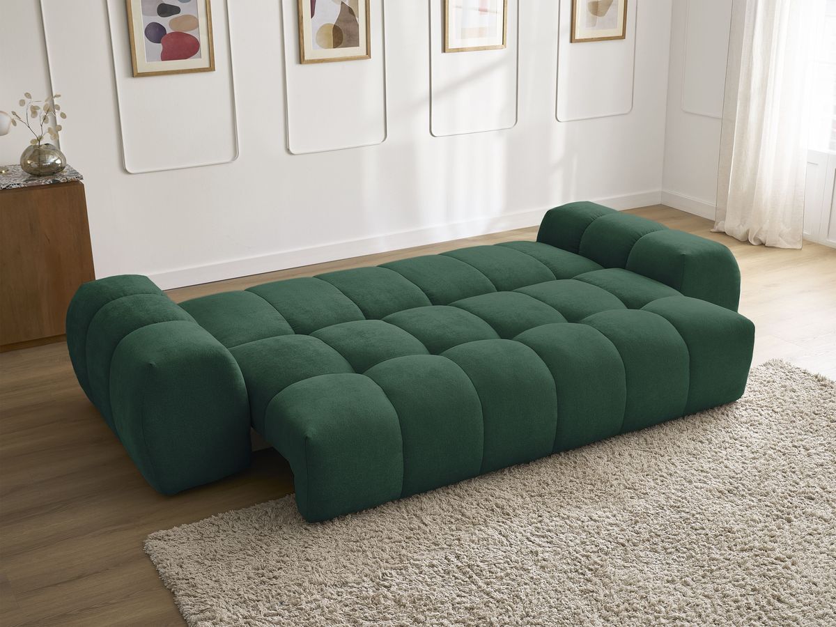 Canapé droit convertible coffre EVEREST tissu texturé - 5 coussins