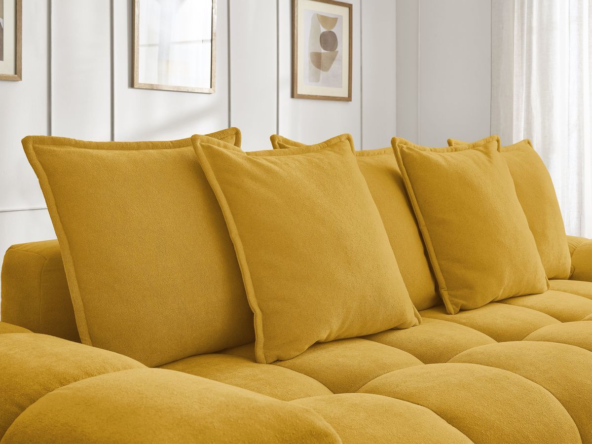 Canapé droit convertible coffre EVEREST tissu texturé - 5 coussins