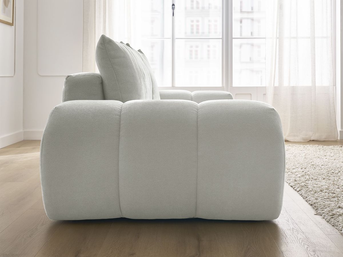 Canapé droit convertible coffre EVEREST tissu texturé - 2 coussins