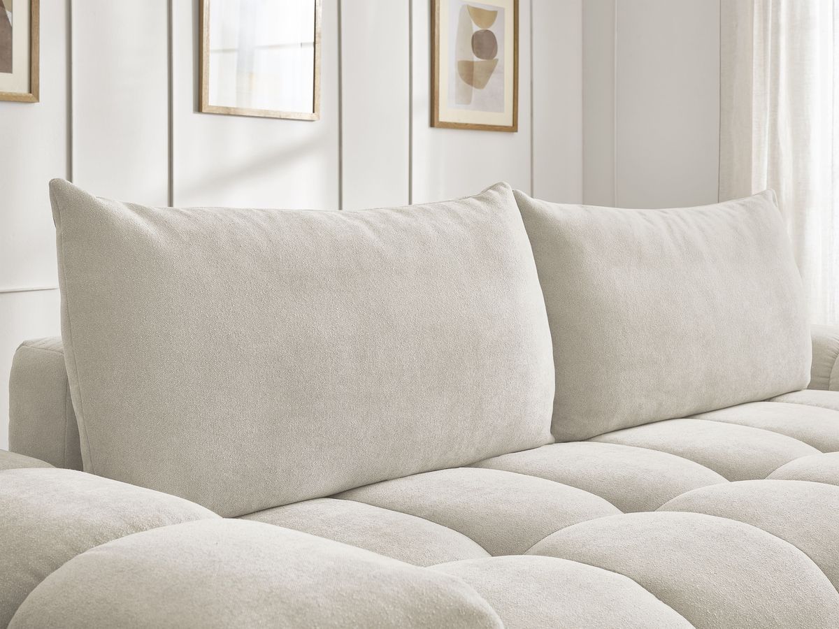 Canapé droit convertible coffre EVEREST tissu texturé - 2 coussins