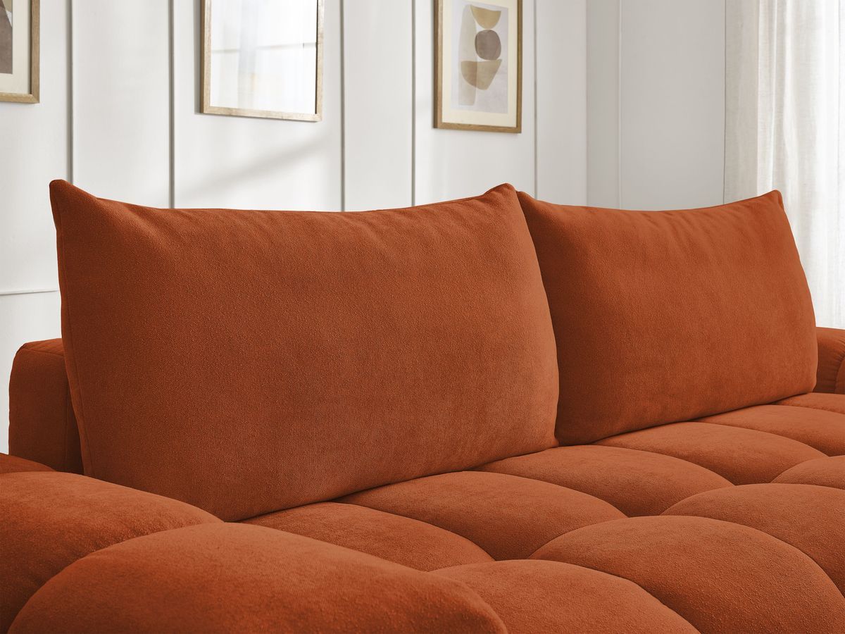 Canapé droit convertible coffre EVEREST tissu texturé - 2 coussins