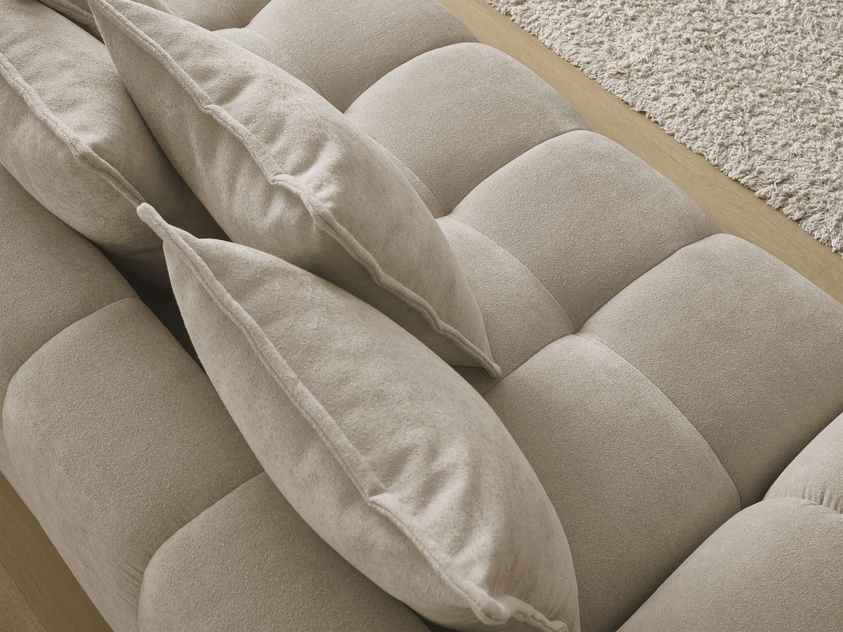 Canapé droit convertible coffre EVEREST tissu texturé - 5 coussins