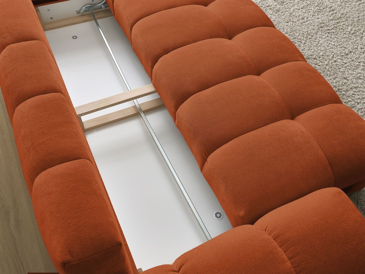 Canapé droit convertible coffre EVEREST tissu texturé - 5 coussins