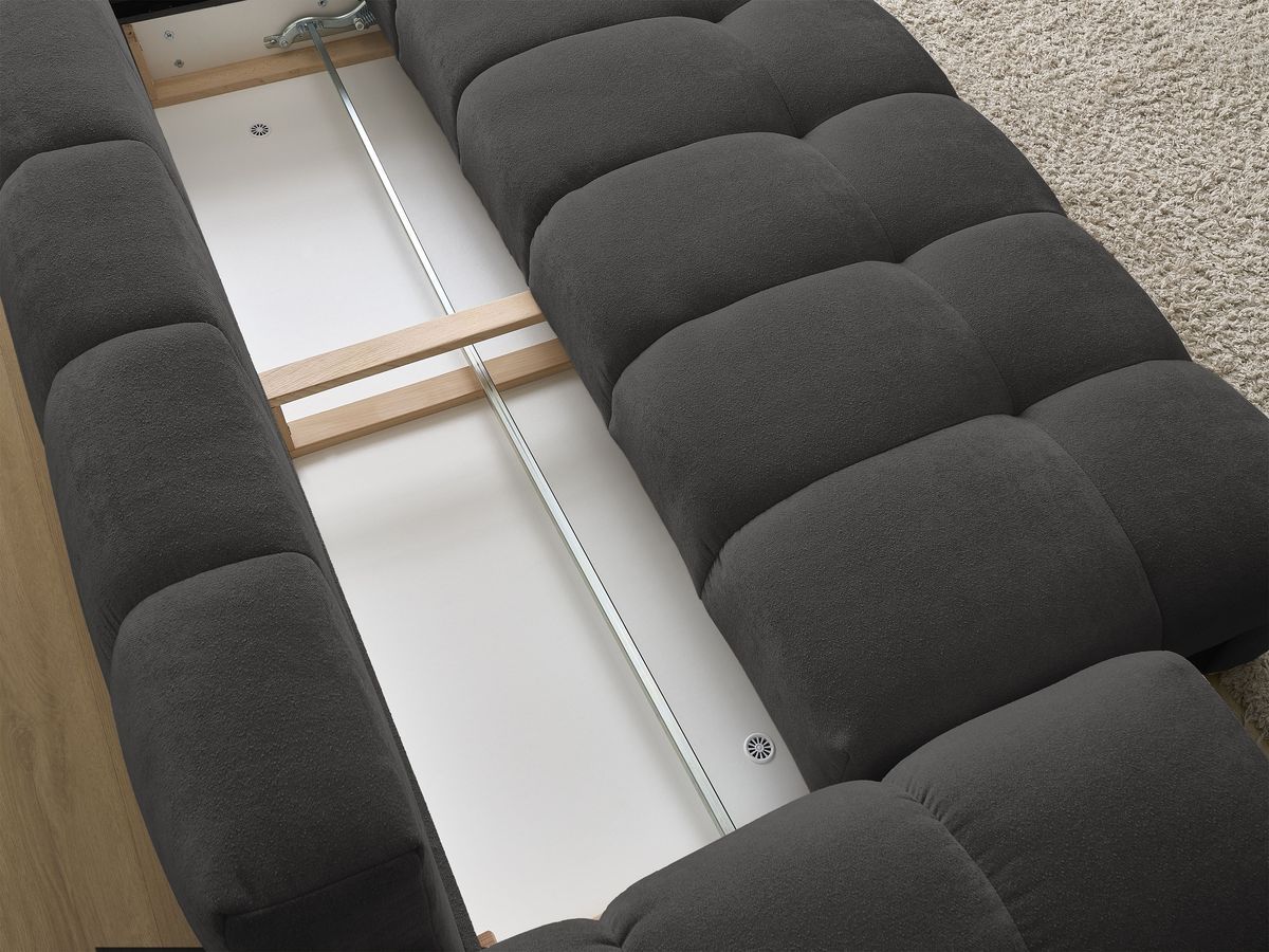 Canapé droit convertible coffre EVEREST tissu texturé - 5 coussins