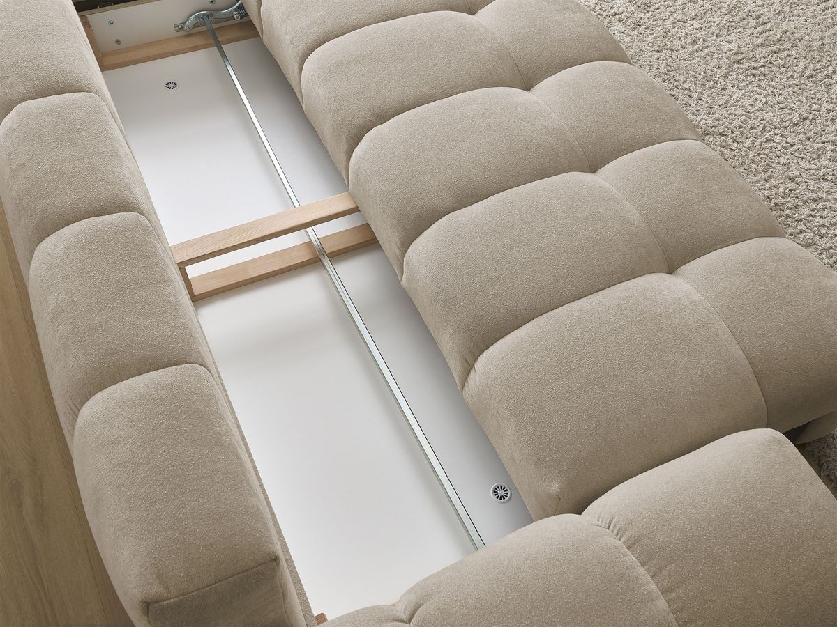 Canapé droit convertible coffre EVEREST tissu texturé - 5 coussins
