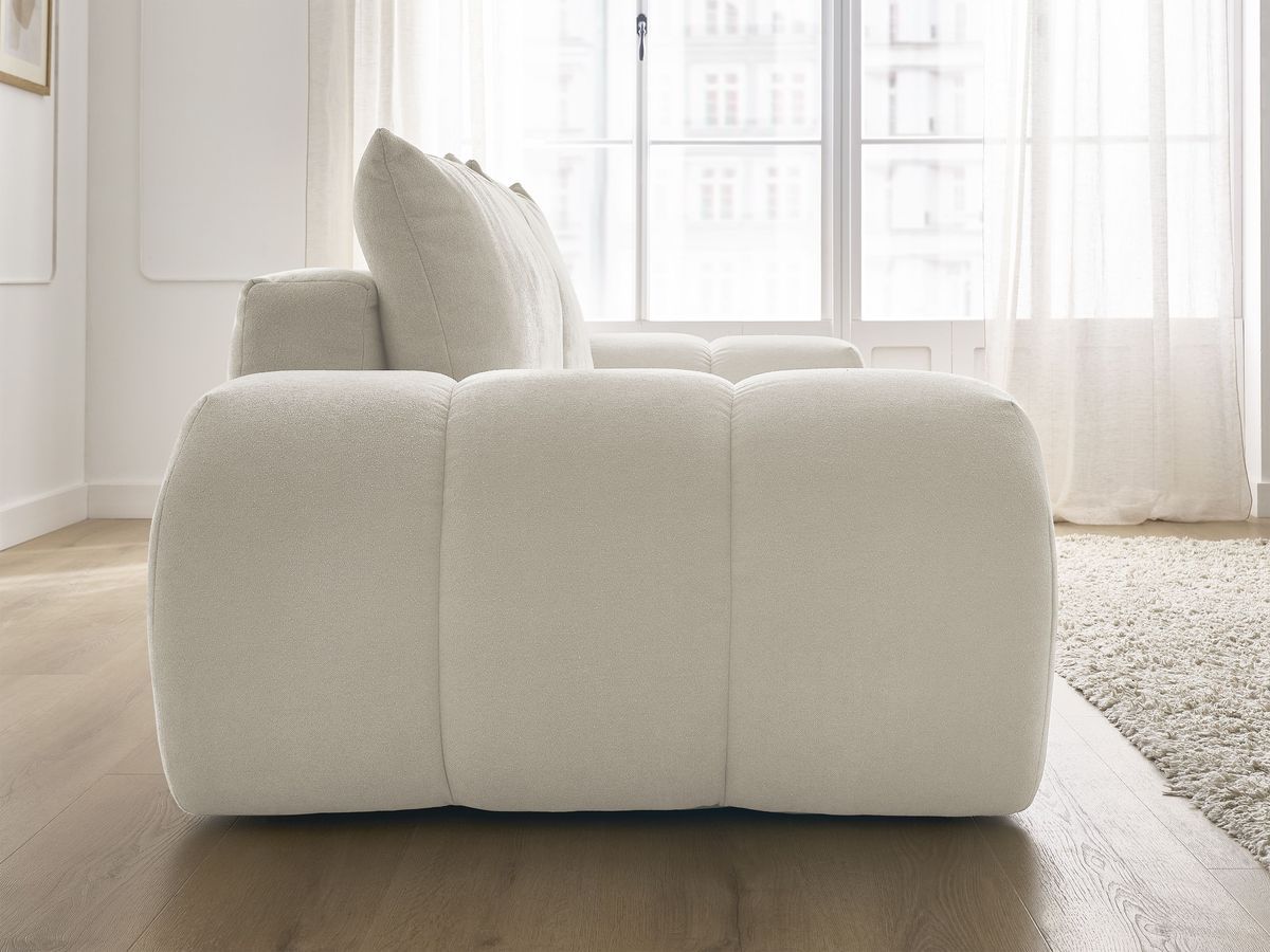 Canapé droit convertible coffre EVEREST tissu texturé - 2 coussins