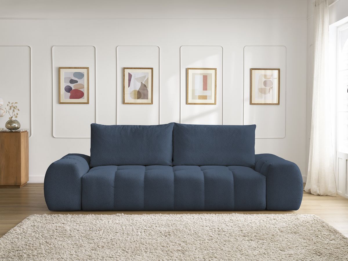 Canapé droit fixe 3 places EVEREST tissu chiné - 2 coussins