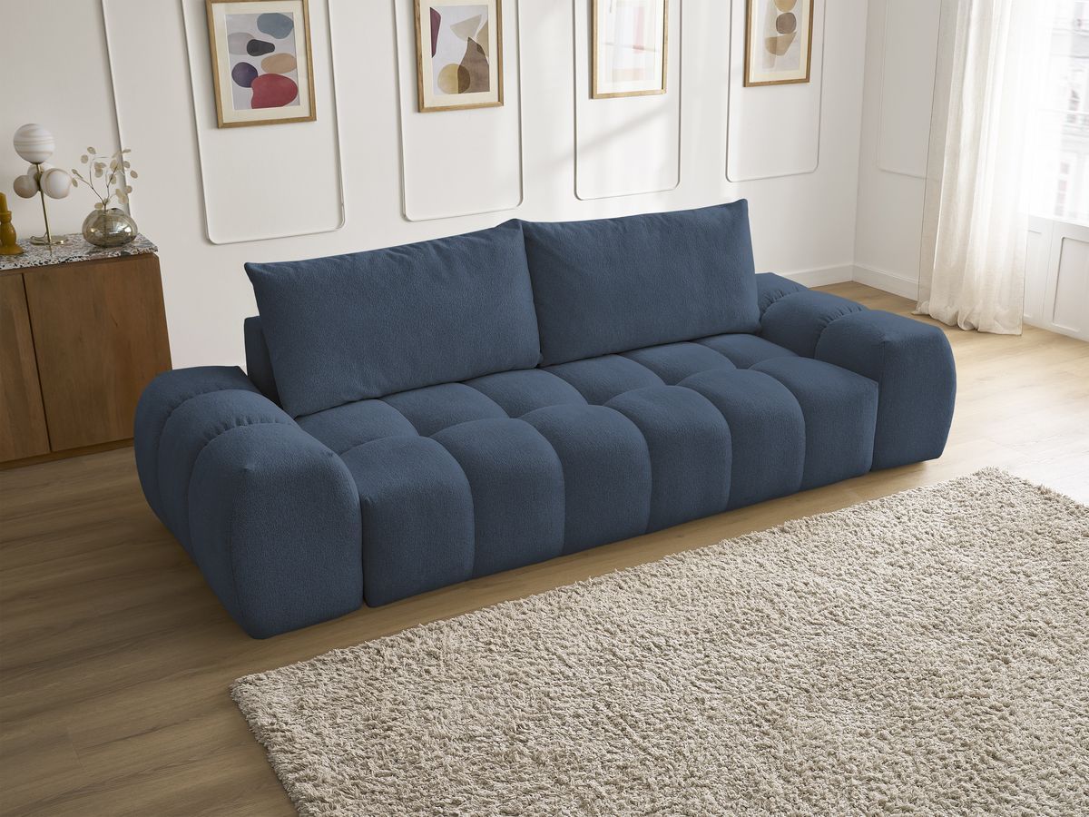 Canapé droit fixe 3 places EVEREST tissu chiné - 2 coussins