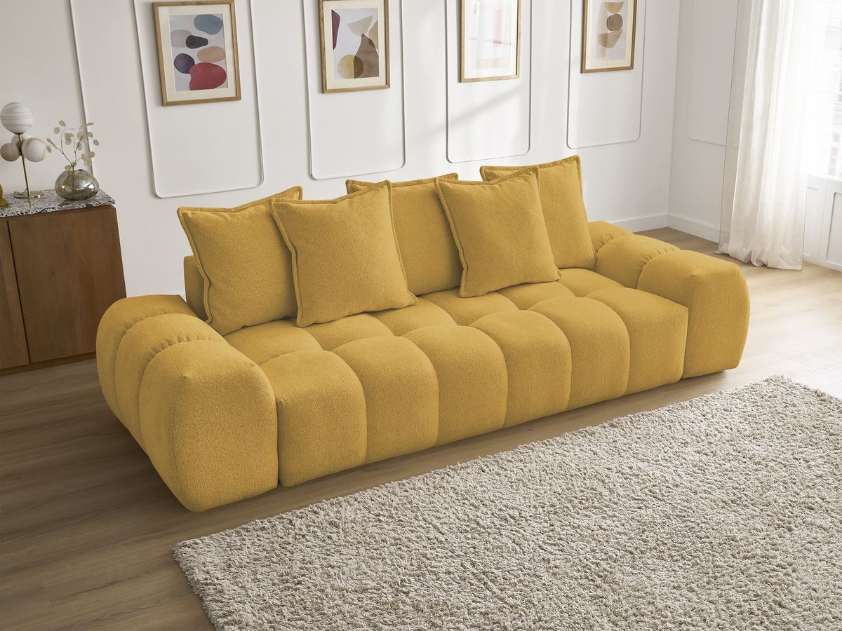 Canapé droit fixe 3 places EVEREST tissu chiné - 5 coussins