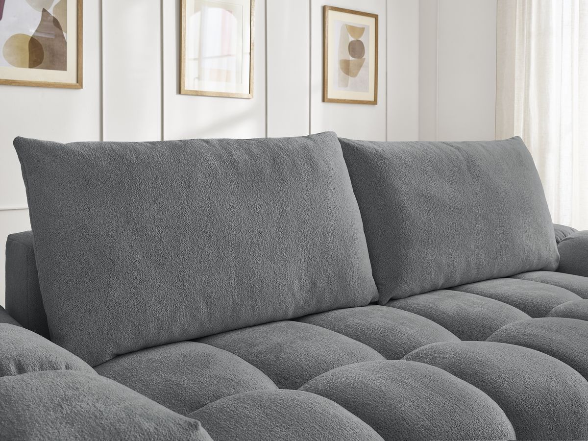 Canapé droit fixe 3 places EVEREST tissu chiné - 2 coussins