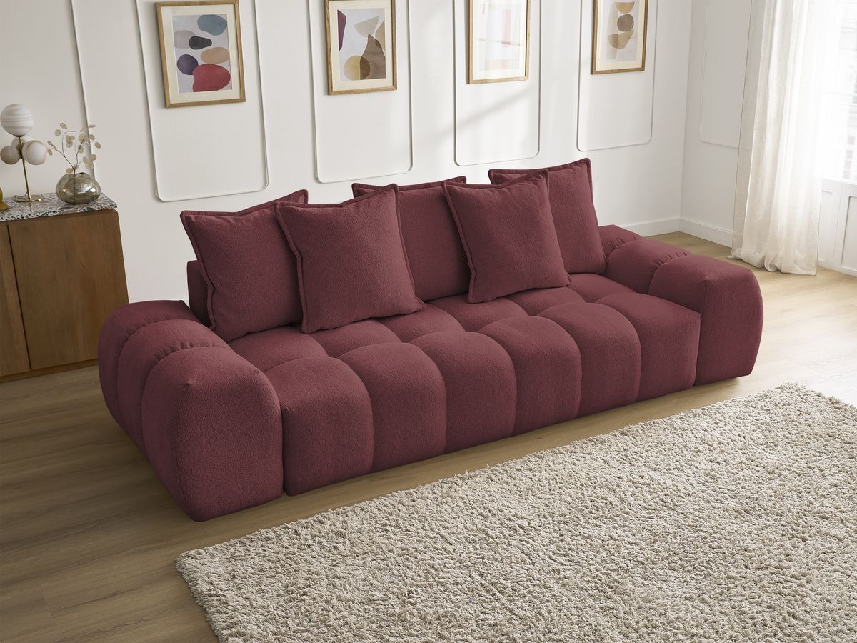 Canapé droit fixe 3 places EVEREST tissu chiné - 5 coussins