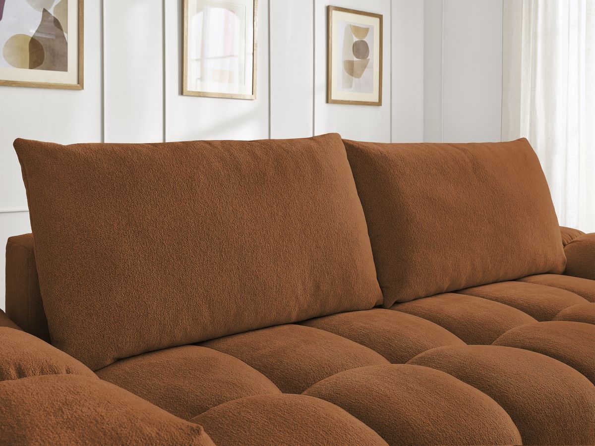 Canapé droit fixe 3 places EVEREST tissu chiné - 2 coussins