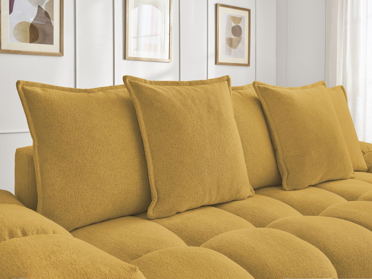 Canapé droit fixe 3 places EVEREST tissu chiné - 5 coussins