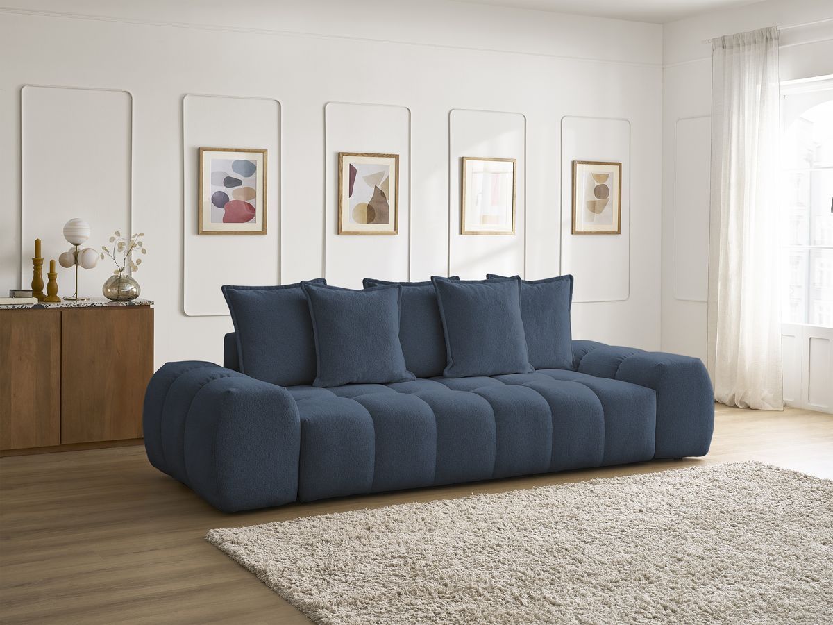 Canapé droit fixe 3 places EVEREST tissu chiné - 5 coussins