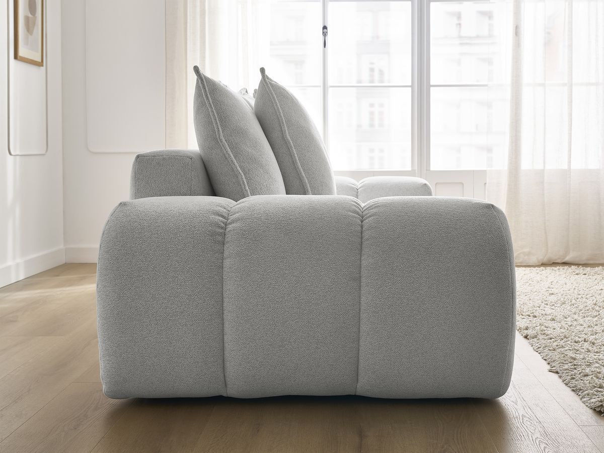Canapé droit fixe 3 places EVEREST tissu chiné - 5 coussins