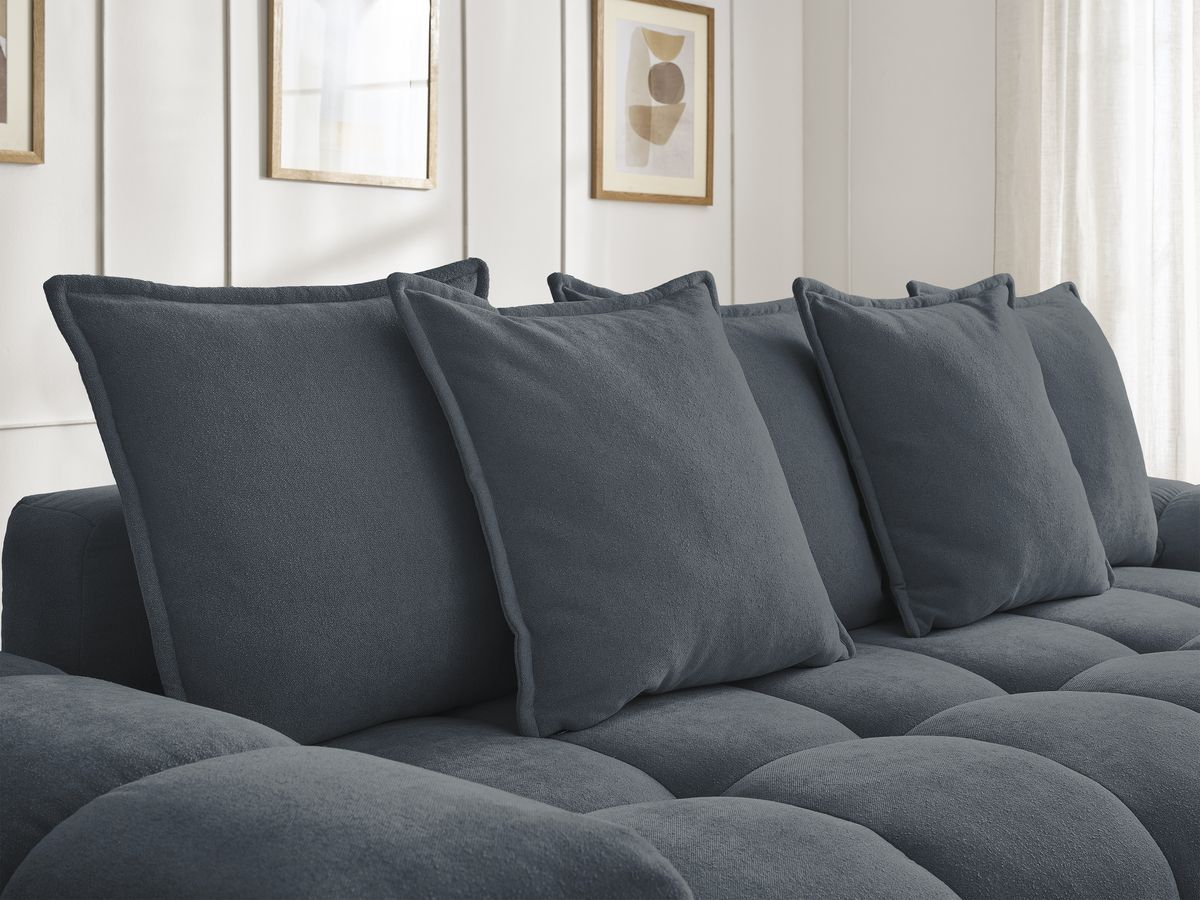 Canapé droit fixe 3 places EVEREST tissu texturé - 5 coussins
