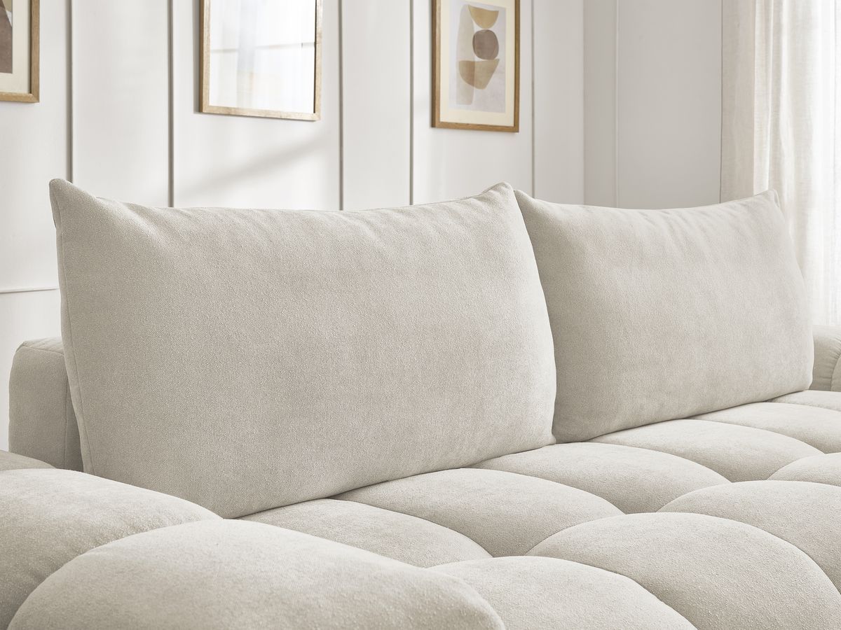 Canapé droit fixe 3 places EVEREST tissu texturé - 2 coussins