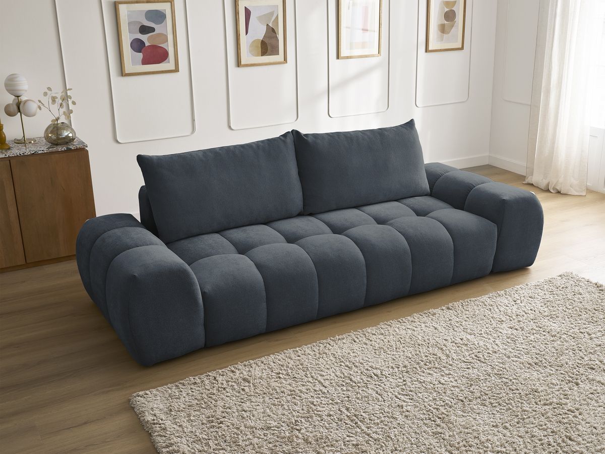 Canapé droit fixe 3 places EVEREST tissu texturé - 2 coussins