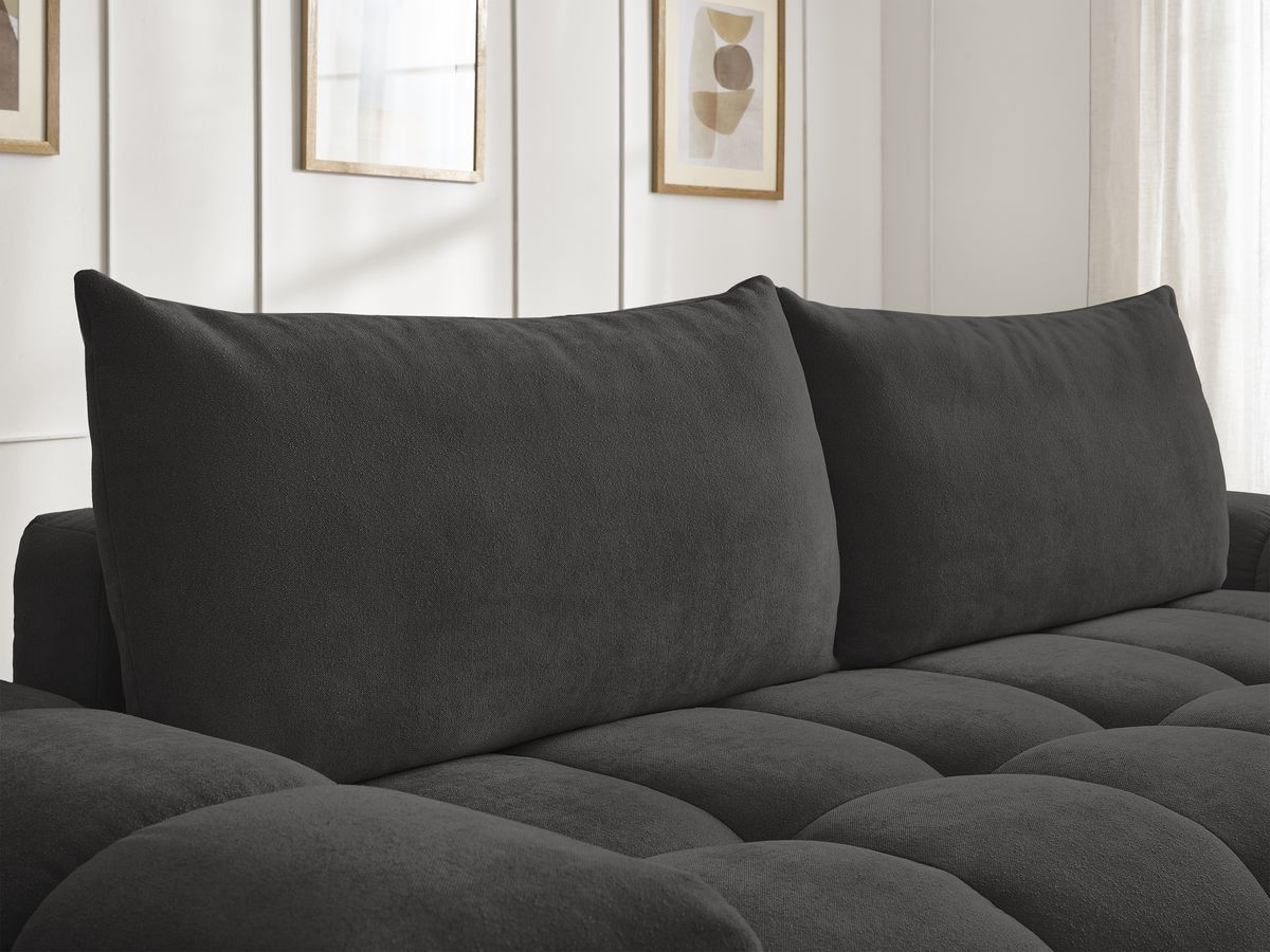 Canapé droit fixe 3 places EVEREST tissu texturé - 2 coussins