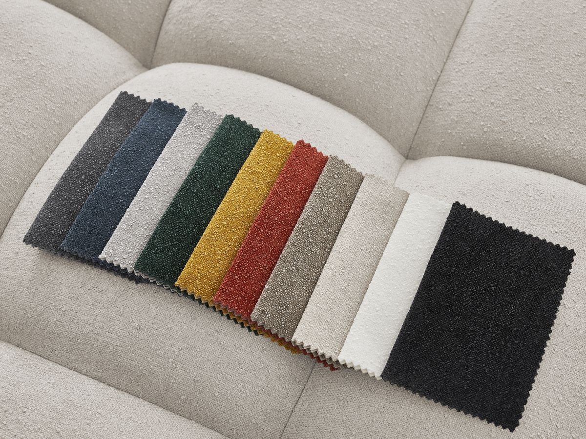 Canapé droit fixe 3 places EVEREST tissu texturé - 5 coussins