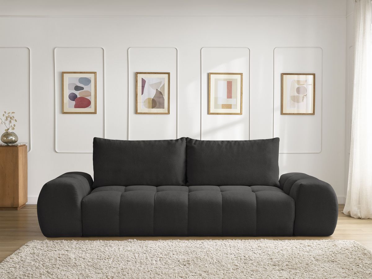Canapé droit fixe 3 places EVEREST tissu texturé - 2 coussins