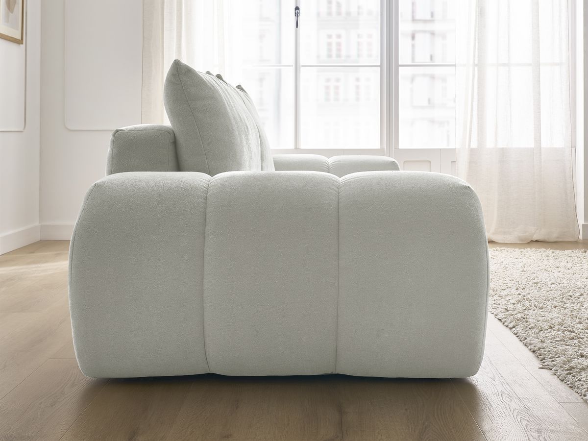 Canapé droit fixe 3 places EVEREST tissu texturé - 2 coussins