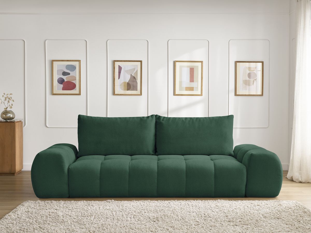 Canapé droit fixe 3 places EVEREST tissu texturé - 2 coussins
