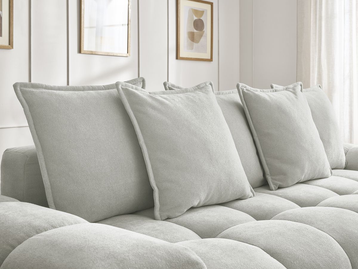 Canapé droit fixe 3 places EVEREST tissu texturé - 5 coussins