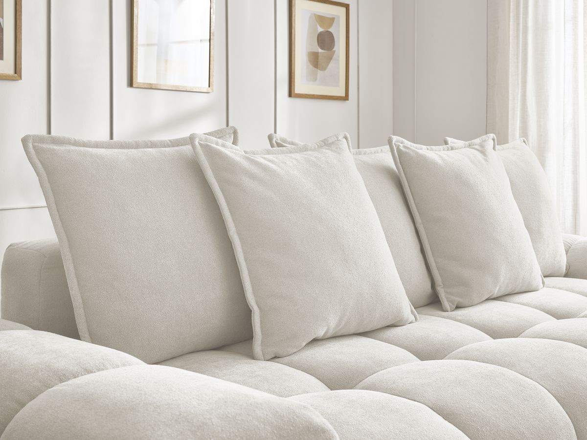 Canapé droit fixe 3 places EVEREST tissu texturé - 5 coussins