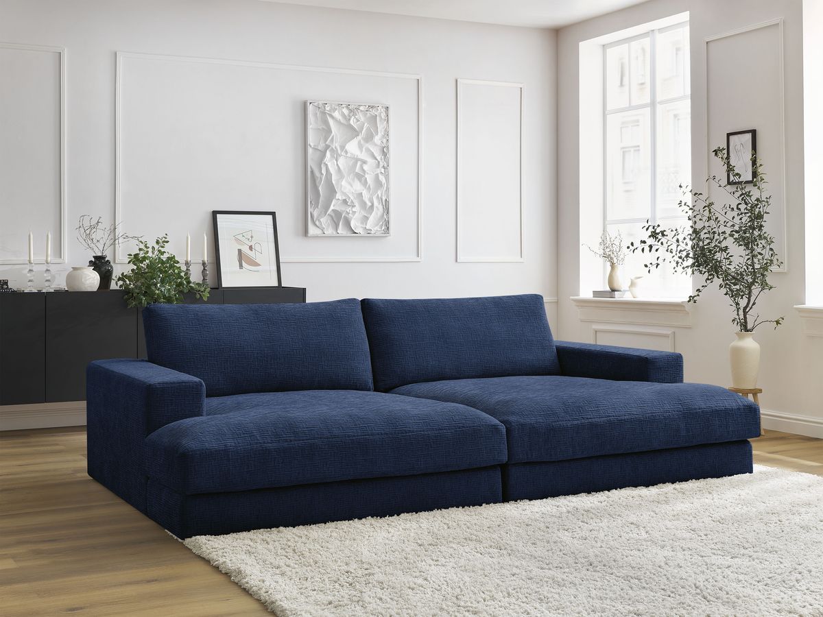 Canapé droit fixe 4 places LEONARD assise profonde tissu texturé